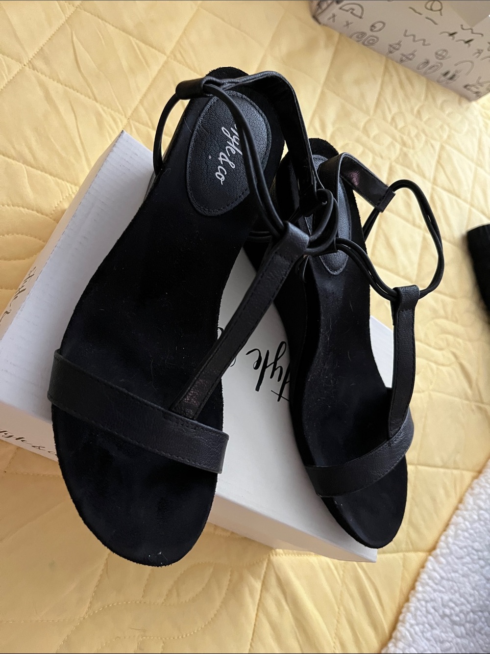 Style & Co Black wedge T-Strap Sandals